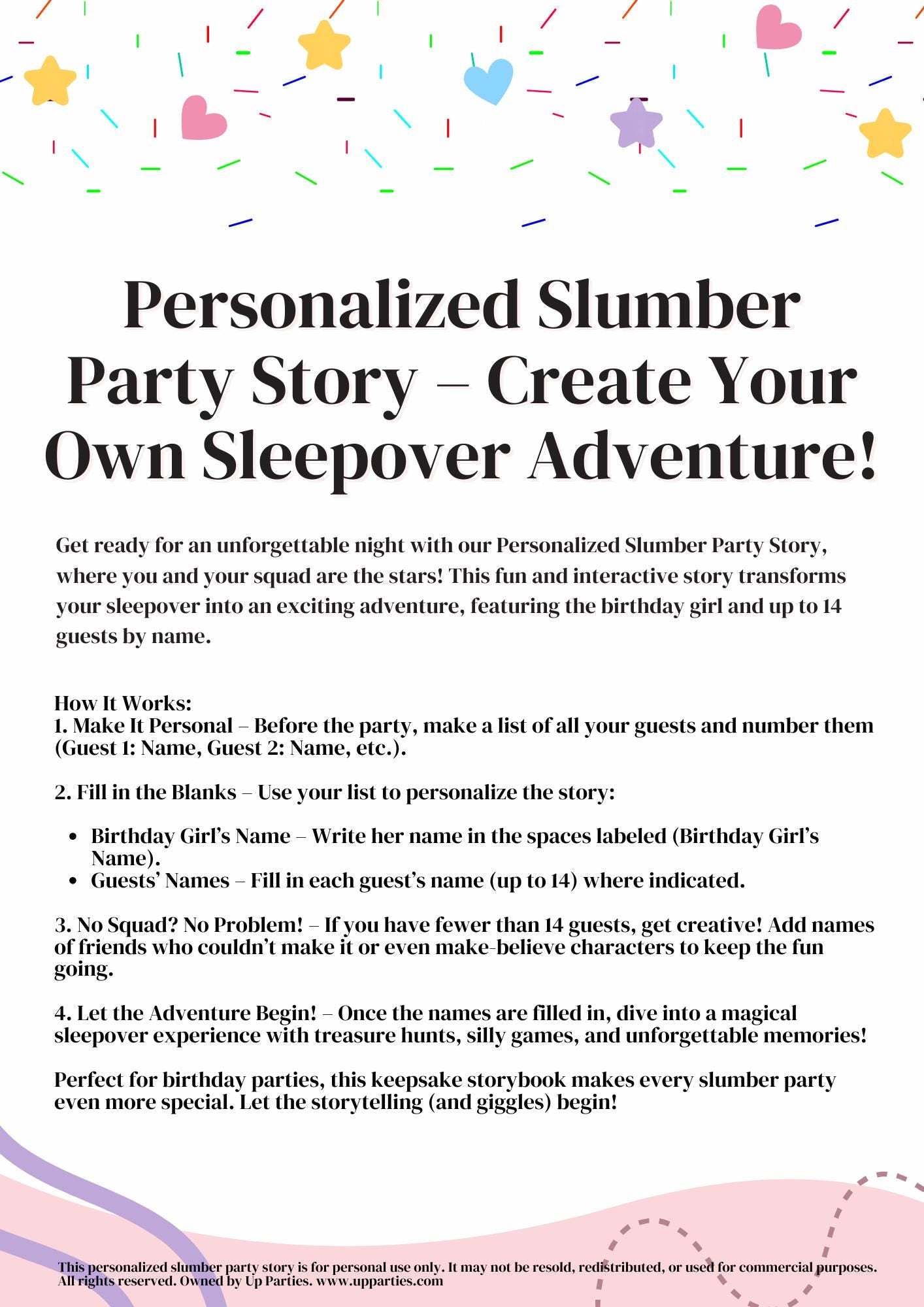 Personalized Slumber Party Story – Custom Sleepover Adventure for Girls, Kids & Tweens