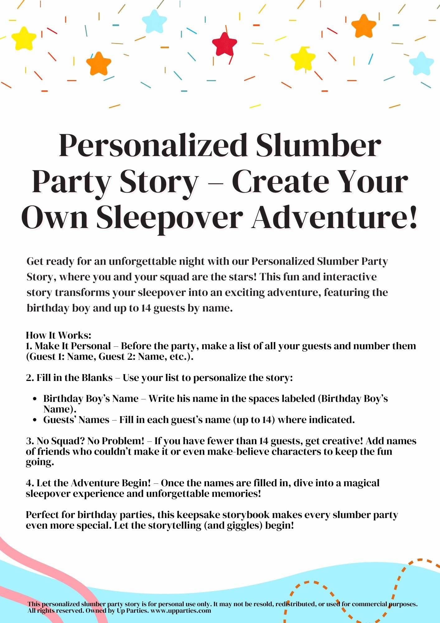 Personalized Sleepover Mystery Story for Boys – Printable & Customizable