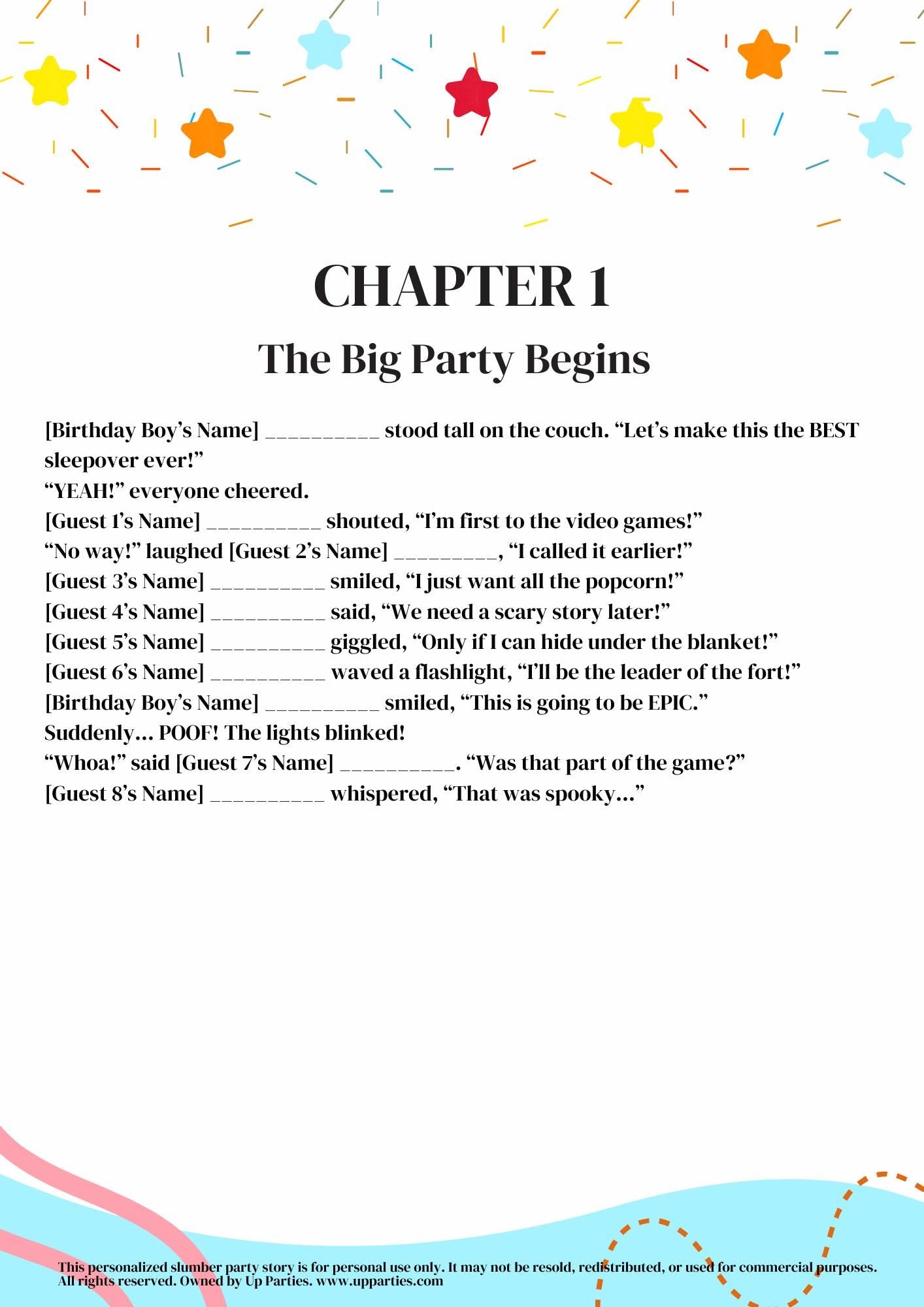 Personalized Sleepover Mystery Story for Boys – Printable & Customizable