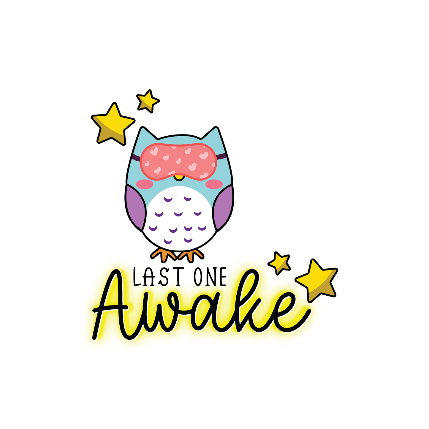 Last One Awake Sticker | 3.0" x 3.0" Die Cut | Waterproof, Scratch-Resistant Vinyl | Fun Slumber Party Award & Favor