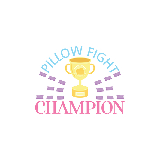 Pillow Fight Champion Sticker | 3.0" x 2.3" Die Cut | Waterproof, Scratch-Resistant Vinyl | Fun Slumber Party Award & Favor