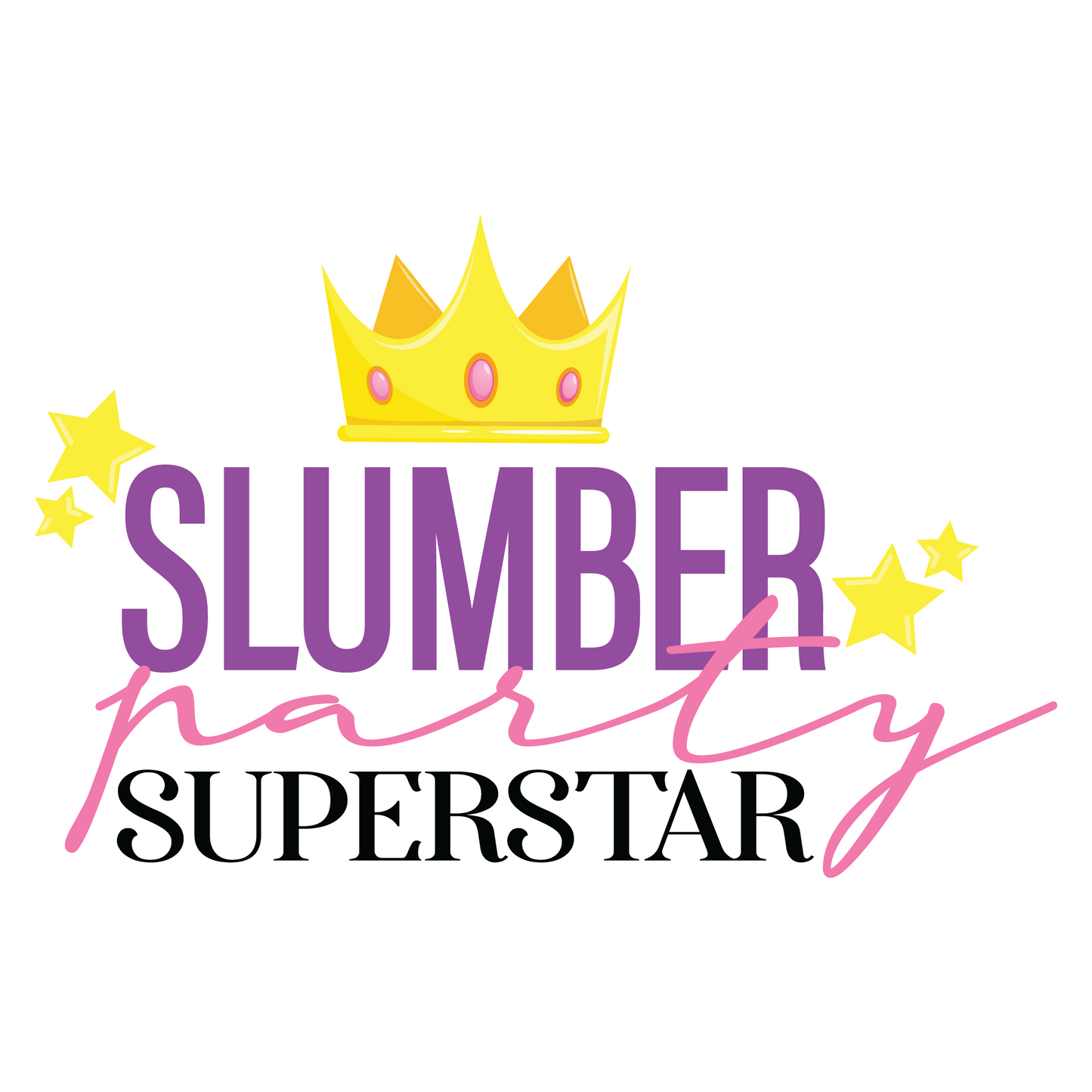 Slumber Party Superstar Sticker | 3.0" x 3.0" Die Cut | Waterproof, Scratch-Resistant Vinyl | Best Sleepover Award & Party Favor