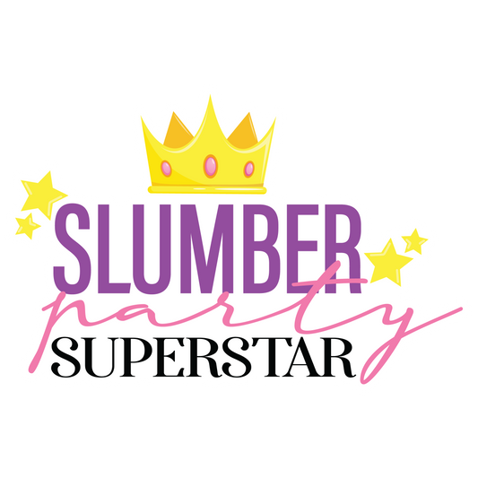 Slumber Party Superstar Sticker | 3.0" x 3.0" Die Cut | Waterproof, Scratch-Resistant Vinyl | Best Sleepover Award & Party Favor