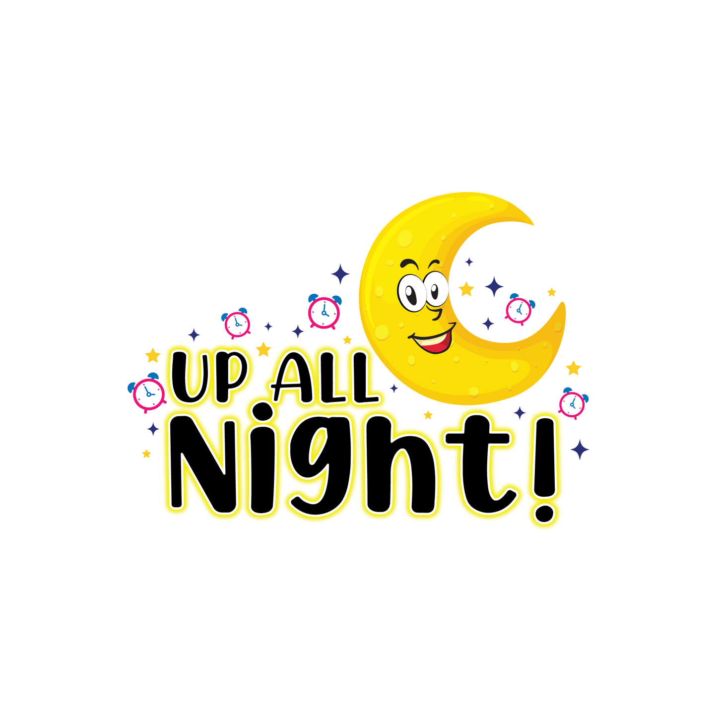 Up All Night Sticker | 3.0" x 3.0" Die Cut | Waterproof, Scratch-Resistant Vinyl | Perfect for Slumber Parties & Accessories