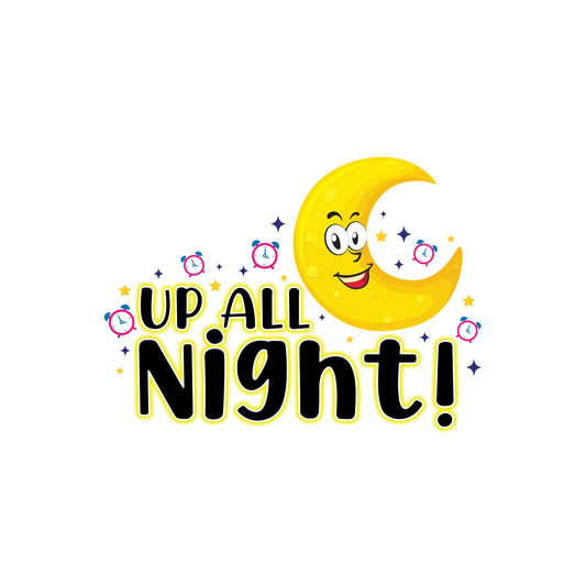 Up All Night Sticker | 3.0" x 3.0" Die Cut | Waterproof, Scratch-Resistant Vinyl | Perfect for Slumber Parties & Accessories